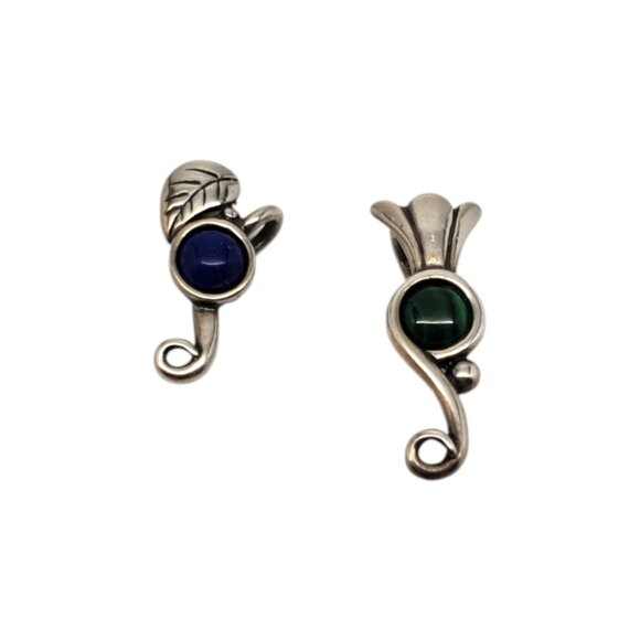 Set Of 2 Carolyn Pollack Sterling Silver Lapis Lazuli/Malachite Pendants #19695 - Picture 8 of 9